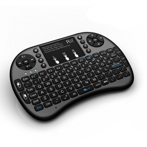Mini tastatura bluetooth iluminata, touchpad, smarttv pc xbox ps3, rii i8+