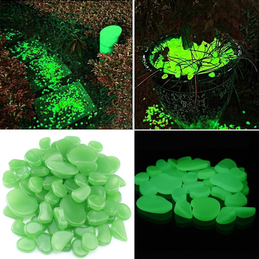 Pietricele fosforescente decorative glow verzi, marimi diferite pachet 500 grame