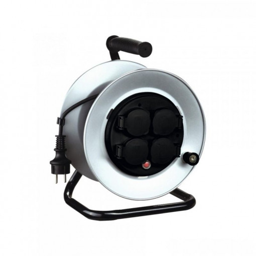 Prelungitor rola tambur, 4 prize, 250v, protectie supraincalzire, cadru metalic lungime 50 m