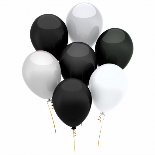 Set baloane, alb-negru, 15 buc./pachet
