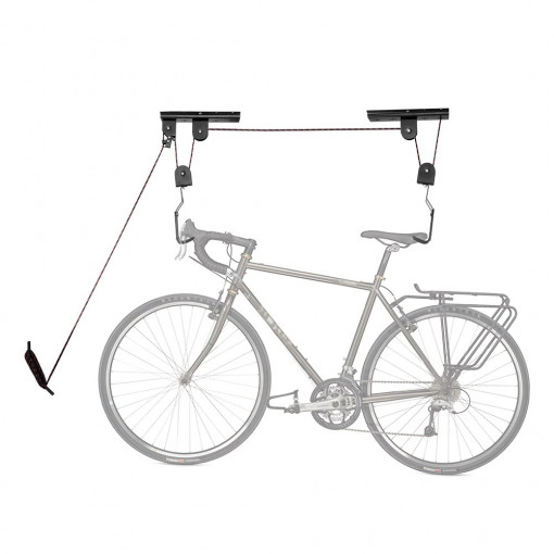 Suport bicicleta, suspendare pe tavan, cu scripete, prindere carlige, universal