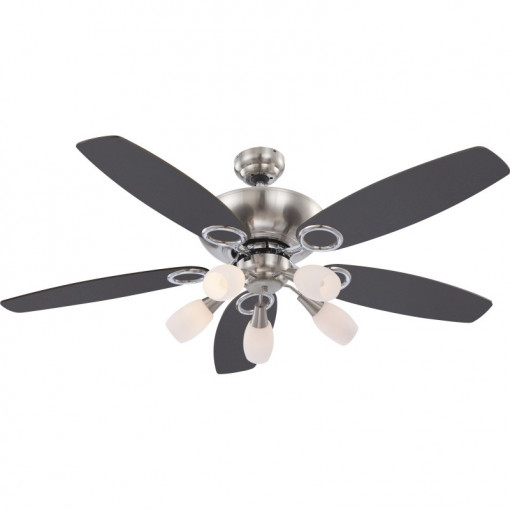 Ventilator de tavan 40w, 5xe14, reversibil, 3 trepte viteza, 2 fete, gri-maro