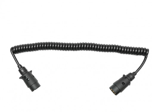 Cablu spiral 2.5m cu 2 stechere tata din plastic, 7 pini pentru priza auto remorca DISGB95