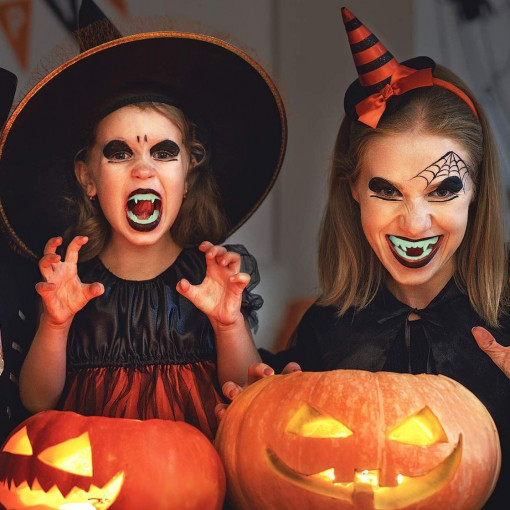 Dinti de vampir fosforescenti, pentru copii, efect horror halloween