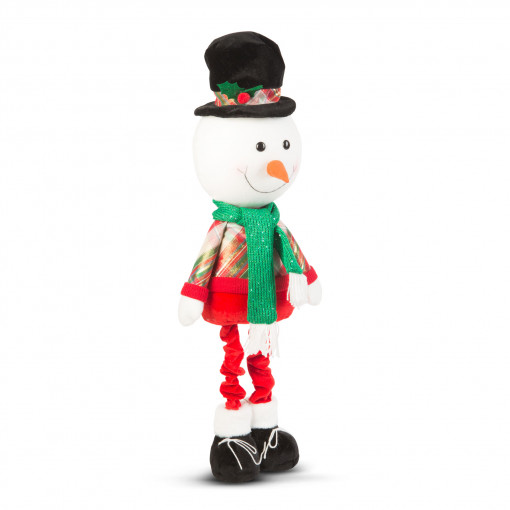 Figurină textilă de Crăciun - cu picioare telescopice - 95 x 25 x 20 cm - om de zăpadă