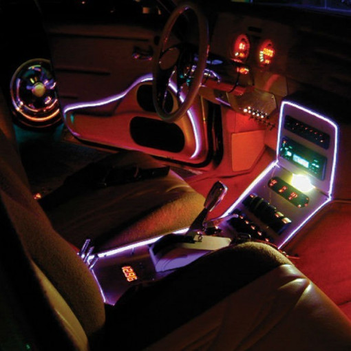 Fir cu lumina ambientala pentru auto, neon ambiental flexibil 3,2 mm culoare verde lemon