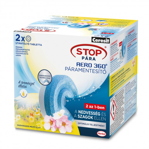 Henkel - Tabletă Ceresit Stop pentru reumplerea aparatului de dezumidificare - aromă „Flori sălbatice” - 2 x 450 g