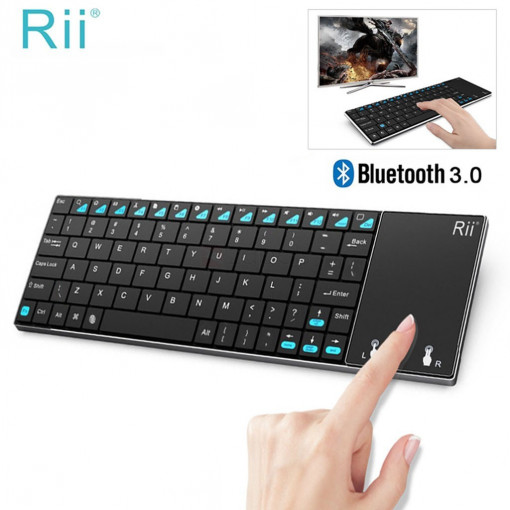 Tastatura smart tv rii i12+ multimedia bluetooth cu touchpad 3.8 inch, full qwerty