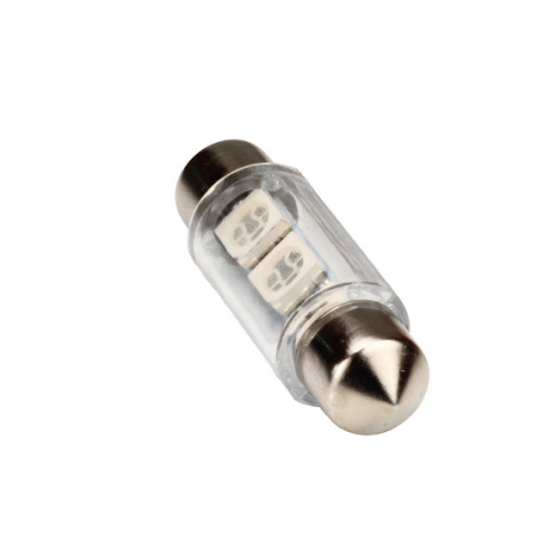 Bec LED 2 SMD SOFIT 31MM STICLA 5050 12V ALBA COD: PT52