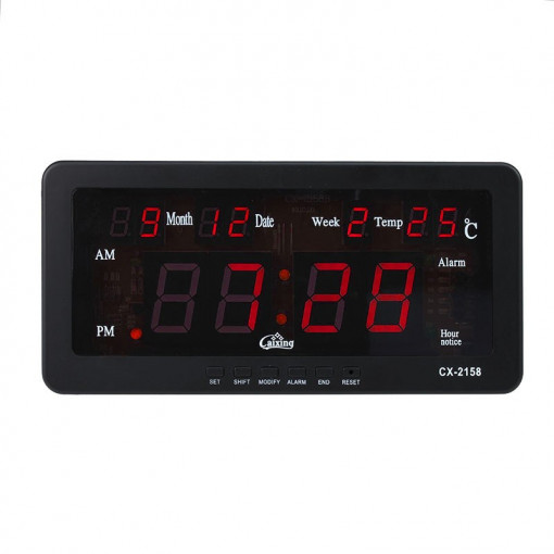 Ceas digital led rosu, afisaj 12h, calendar si temperatura, caixing