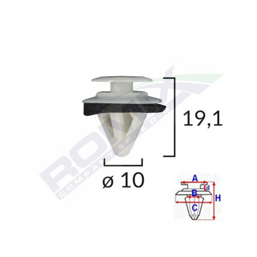 CLIPS TAPITERIE PENTRU MAZDA/SUBARU 10X19.1MM - ALB SET 10 BUC