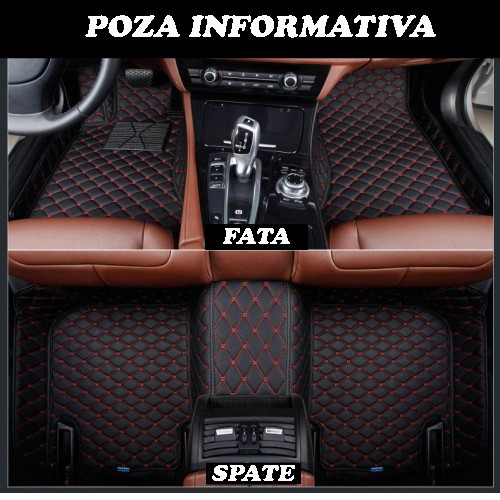 Covorase auto LUX PIELE 5D BMW seria 7 F01 2010-> varianta scurta ( 5D-033 cusatura rosie )