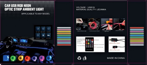 Fir neon cu LED RGB conectare mufa USB si telecomanda 4 metri Cod:FIR-RGB1-4TL