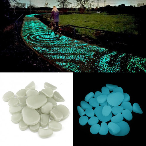 Pietricele fosforescente glow in the dark decorative, translucide care lumineaza turcoaz cantitate 1000 grame