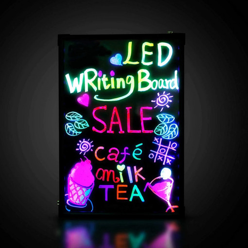 Tabla led rescriptibila 40x60 cm, reclama luminoasa efect neon, suport inclus
