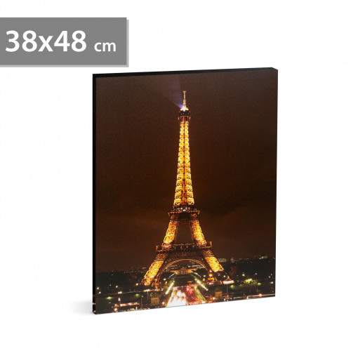 Tablou decorativ cu LED - „Turnul Eiffel” - 2 x AA, 38 x 48 cm