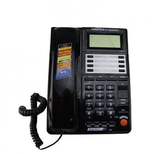 Telefon fix, sistem dual fsk/dtmf, ecran lcd 12 digiti, memorie 500 numere, negru