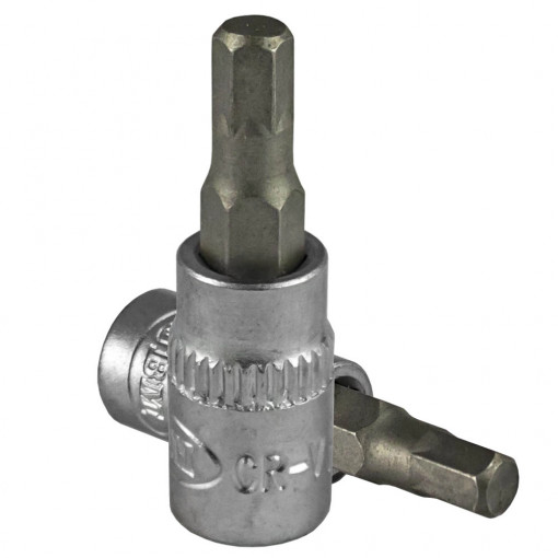 BITI CU TUBULARA CU ACTIONARE 1/4 INCH IMBUS HEXAGONAL 4MM SATINAT - JBM