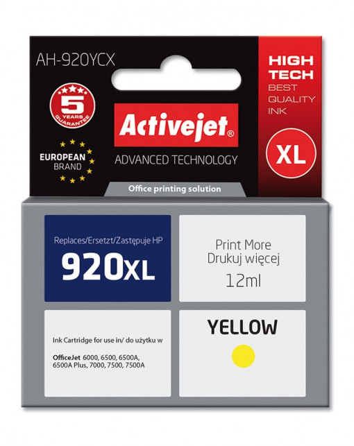 Cartus compatibil hp 920xl yellow pentru hp cd974, premium activejet, garantie 5 ani