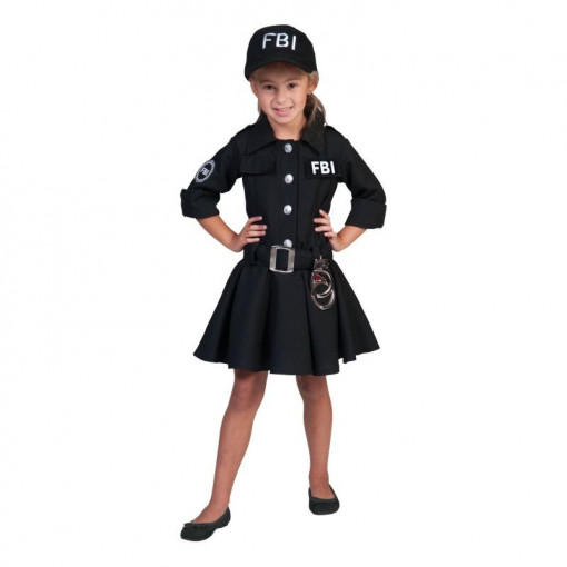 Costum ofiter fbi fetite 6-12 ani, 3 piese, rochie, curea, palarie marime 116