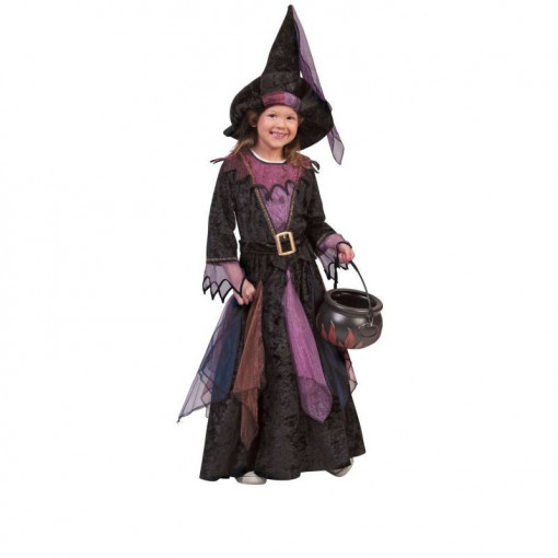 Costum vrajitoare din 3 piese, halloween, fetite 4-14 ani marime 116