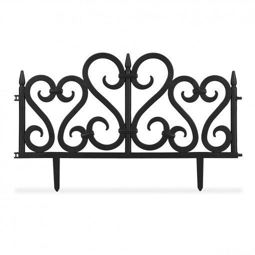 Gard decorativ pentru gradina, flexibil, pvc negru, 60.5x32.5 cm, set 4 bucati