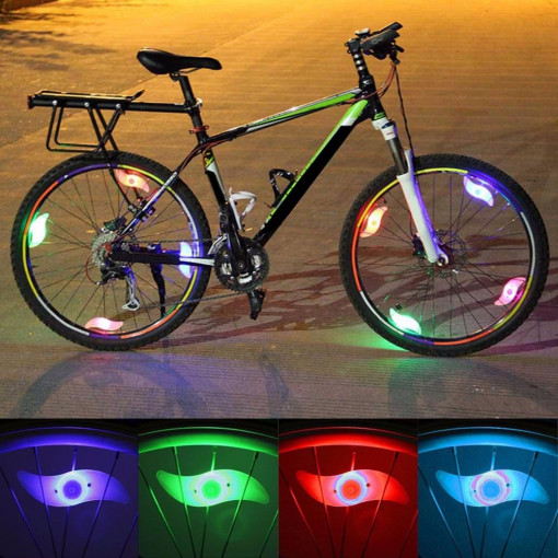 Lumina led spite bicicleta, multicolor, 3 moduri iluminare, impermeabil