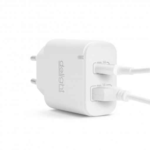 Adaptor de rețea USB + Type-C PD20W cu încărcare rapidă - alb