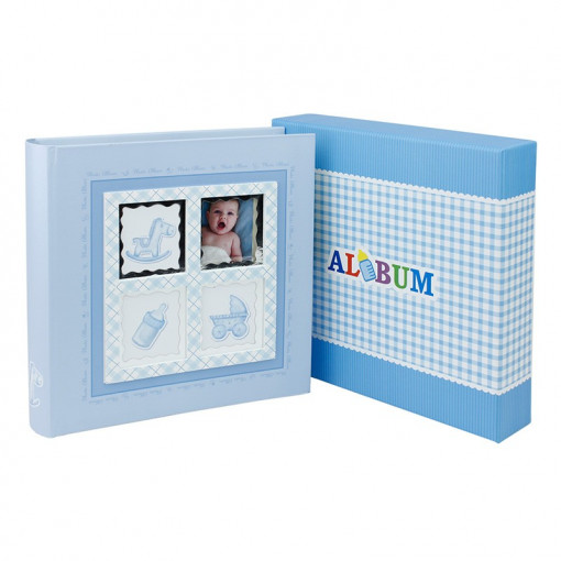 Album foto baby stories, personalizabil, 200 foto 10x15 cm, slip-in, notes culoare albastru