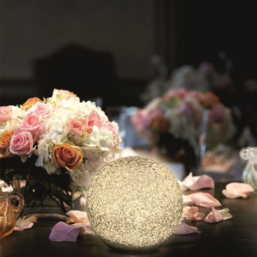 Glob decorativ led, diametru 12 cm, lumina alb cald, alimentare baterii