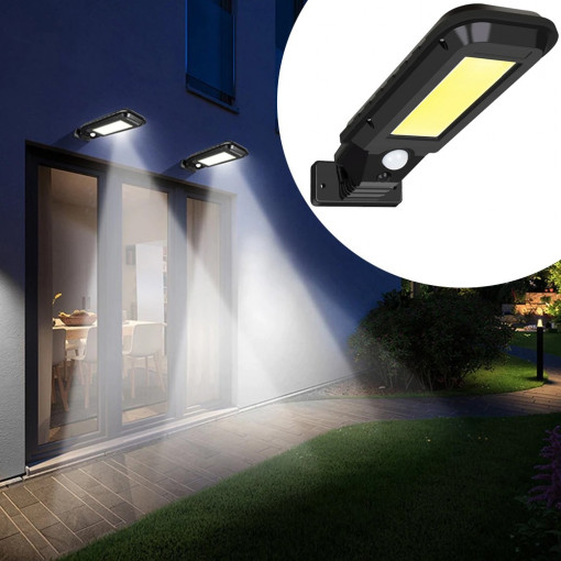 Lampa solara stradala, 210 led cob, lumina neutra, senzor de miscare, rezistenta la apa ip65