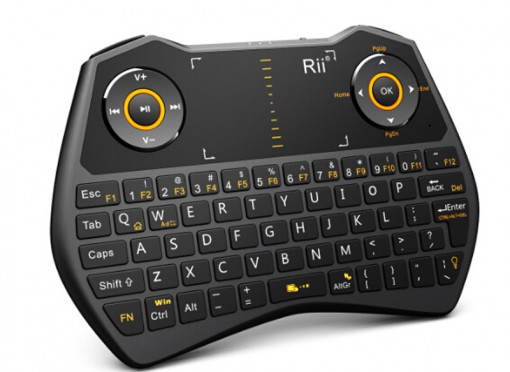 Mini tastatura wireless, iluminata, cu functie de airmouse, riitek i28