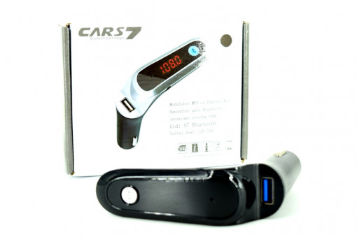 Modulator MP3 cu functie Kit Handsfree auto Bluetooth cu incarcare telefon USB 12V. Cod: G7