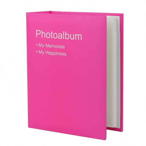 Album foto conception tip carte, format 10x15, 100 fotografii, buzunare slip-in, coperti piele ecologica culoare roz