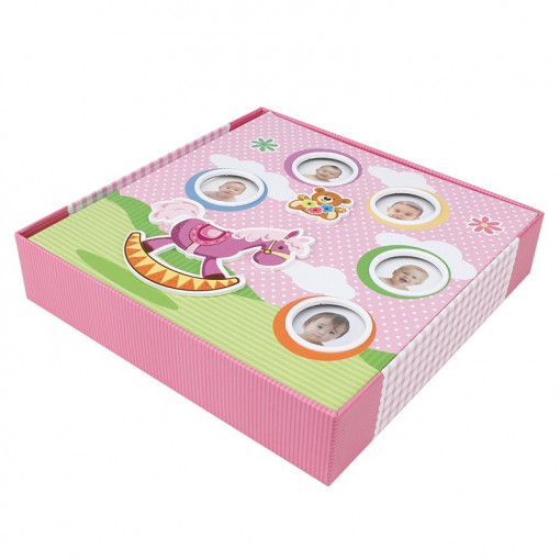 Album foto kids toys, personalizabil, 200 poze 10x15 cm, slip-in, notite culoare roz