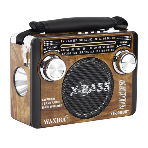 Boxa vintage radio 3 benzi am/fm/sw, slot usb/sd, mp3 player, lanterna