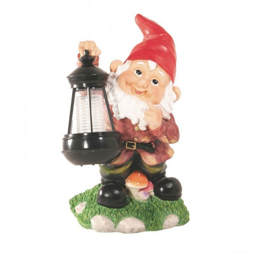 Lampa solara pitic cu felinar pentru curte, iluminare multicolora
