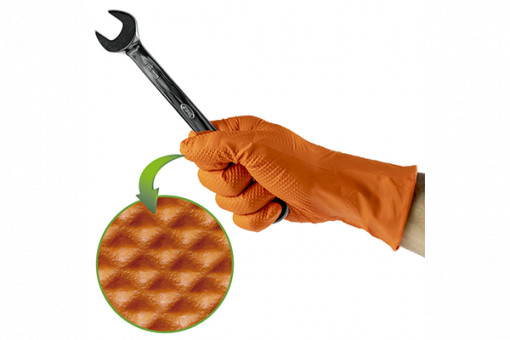 MANUSI DIN NITRIL DE CULOARE ORANGE 7.0 MARIMEA: L (100 DE UNITATI)
