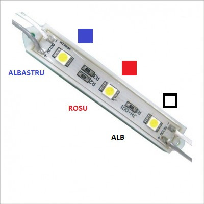 Modul 3 SMD 5050 12V CU 3 culori ALB-ROSU-ALBASTRU
