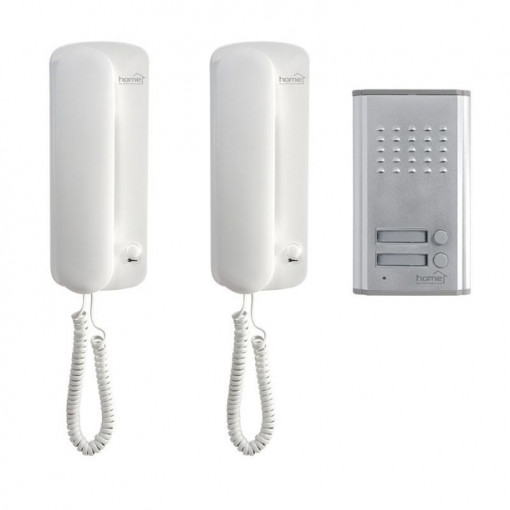 Set interfon poarta pentru 2 locuinte, cu fir, codificare digitala, home