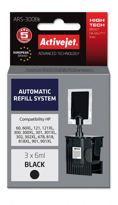 Sistem kit automat de refill black pentru hp-300 hp-301 hp-901 activejet