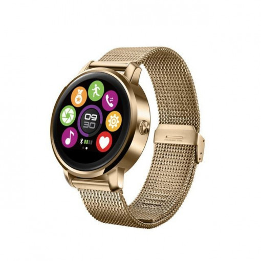 Smartwatch bluetooth 4.0, 18 functii, apel, ios android, curea metalica, sovogue culoare auriu