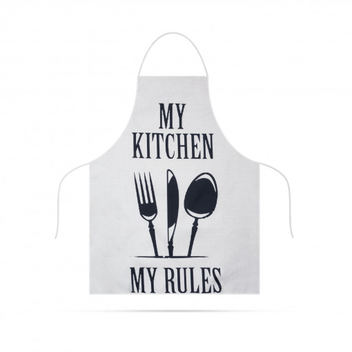 Șorț de bucătărie - 68 x 52 cm - My kitchen, My rules! (alb)