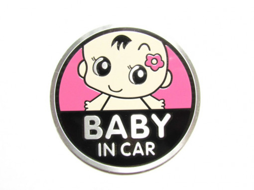 Abtibild TS-120 "BABY IN CAR" fond roz