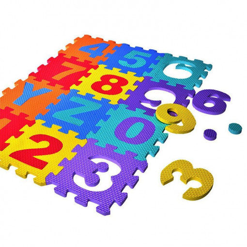 Covor spuma eva tip puzzle cu cifre si litere, 36 piese, 30x30 cm, grosime 0.9 cm