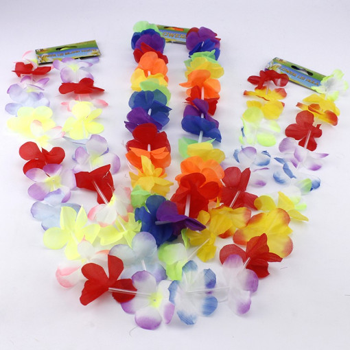 Ghirlanda de flori hawaii, lungime 46 cm, accesoriu petrecere, multicolora model hula