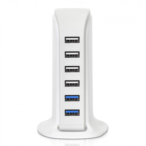 Incarcator de retea 6 porturi usb, pentru birou, 5v 2.4a, home