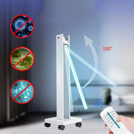 Lampa bactericida uvc 150w, portabila, cu brat mobil, timer si telecomanda, sterilizare suprafete, 120 mp