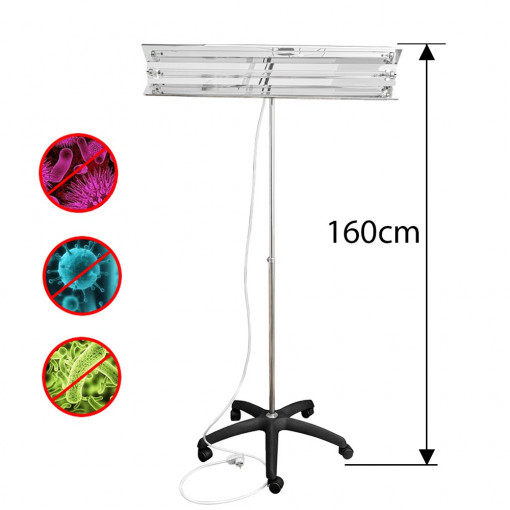 Lampa bactericida uvc 55w, orientabila, stativ mobil, inaltime reglabila 100-160 cm, sterilizare