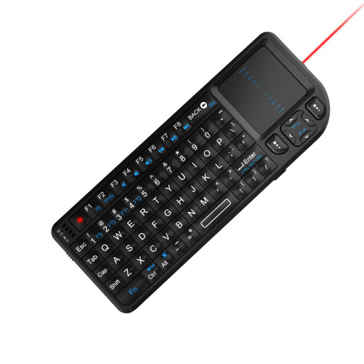 Mini tastatura rii v3 iluminata cu touchpad si laserpoint wireless pentru prezentari